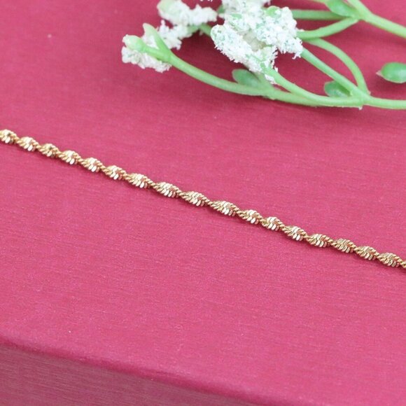 "Delicate Twist Chain Rose Gold Bracelet in Gold-Plated Brass, XPBL1110 - Picture 11 of 13